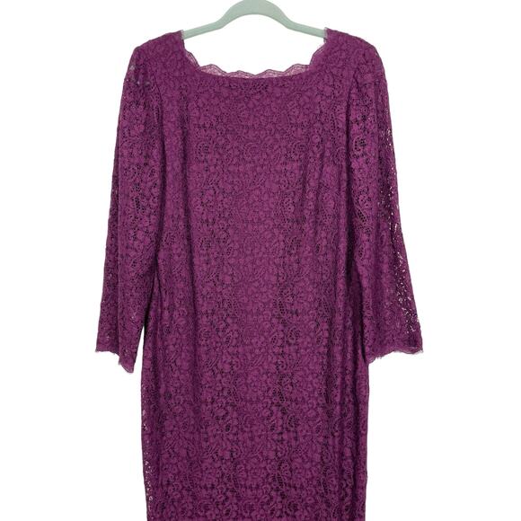 Adrianna Papell Lace Maxi Dress Purple 14 Petite Shortened Wedding Guest Formal - Picture 8 of 13